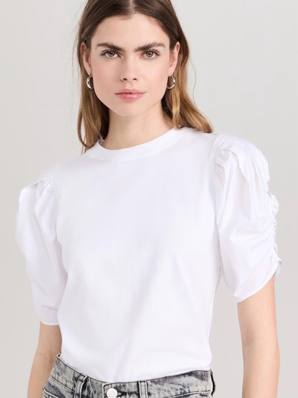 NWT Frame White Puff Sleeve White Shirt Size Small
